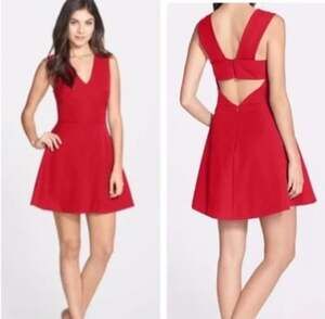 Felicity & Coco Fit & Flare Mini Dress Women's Med Red Cut Out Sleeveless NWT